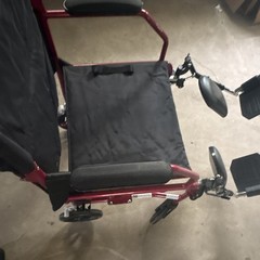 Medline Transport Wheelchair w/ Detachable Footrests, 4-Wheel Red/Black