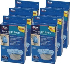 Carex Commode Liners Holds 2 Quarts Liquid, 6 Packs of 7 ea, 42 Count