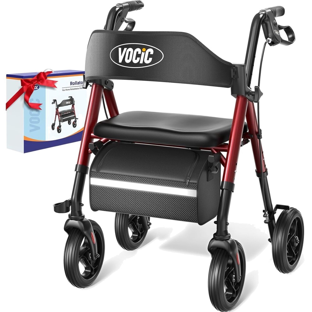 Walkers for Seniors, Z21 Rollator Walker with Seat Supports 350lb, 8″ Big Whe…