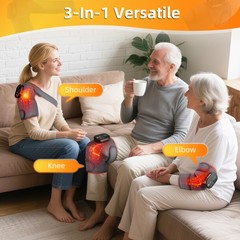 3-in-1 Cordless Knee Massager with Heat Vibration & Red Light Therapy Pain LED