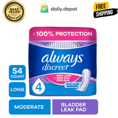 Always Discreet Incontinence & Postpartum Pads Size 4 Moderate Absorbency 54 C..