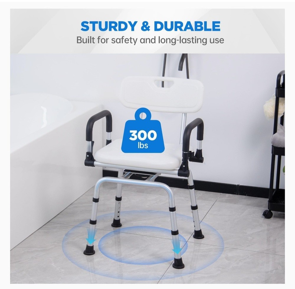 Shower Chair Rotating Swivel Seat Medical Bath Chair With Backrest
