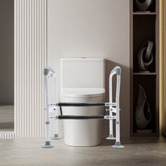 Toilet Frame Grab Bars Safety Rail Seat Handicap Assist Senior Arm Rest White US