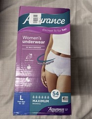 Assurance Women’s Maximum Absorbancy Underwear, Large , (54 Count)