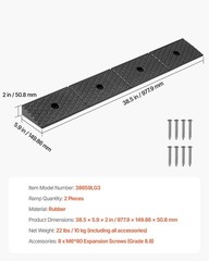 Heavy Duty Rubber Curb Ramp 2 Pack – 33069 lbs Capacity, 2″ Rise for Strollers,