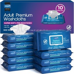 Adult Wipes Incontinence Cleansing Washcloths Aloe Vera Vitamin E 8×12 500 Count