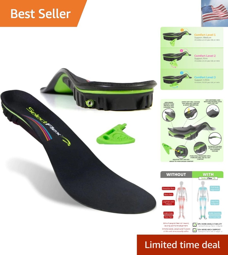 3 Way Adjustable Arch Support Orthotic Insoles Multicolor