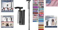 Collapsible Travel Cane for Elderly – 33-37 Inch Adjustable Height，Lightweight