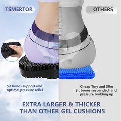 Cooling Gel Seat Cushion 19.7in – Thick Pressure Relief Pad for Office, Car, Whe