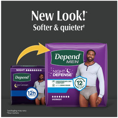 Depend Night Defense Incontinence Underwear for Men, Adult Diapers, L, 56 Count