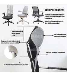 Ergonomic Back Support Cushion for Office Chair Head & Neck Support, Gray/ 97
