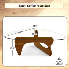 Desyifo Modern Glass Coffee Table 32.3D25.6W15.8H-Abstract Unique Mid Century