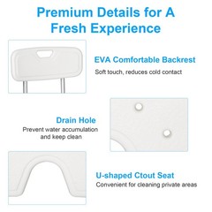 Adjustable Shower Chair with Flip Up Arms Heavy Duty Bath Seat Supports 397 lbs