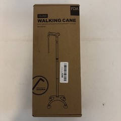Adjustable Quad Cane 300 lb – 4 Prong Base for Stability, Walking Cane