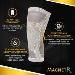 MagnetRX® Magnetic Knee Sleeve – (2-Pack) Effective Medium (Pack of 2), Grey