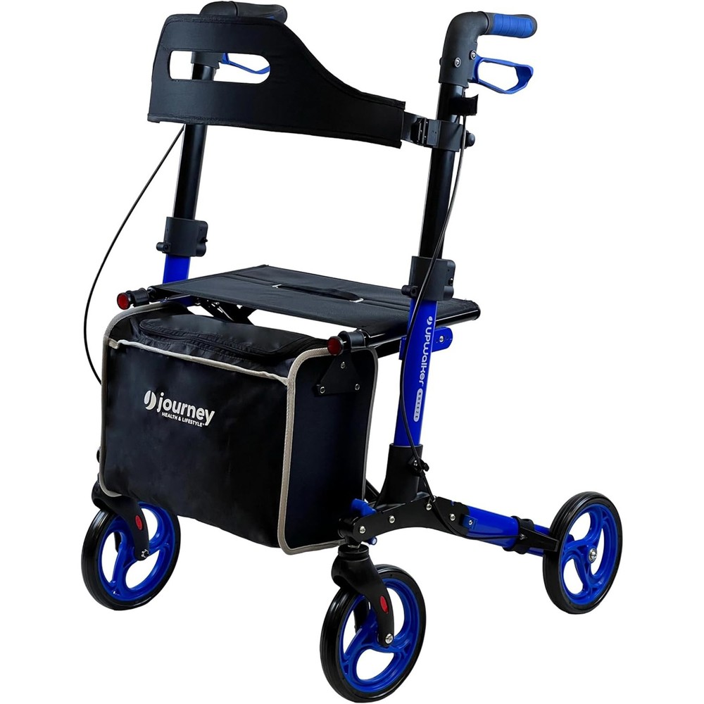 Journey UPWalker Breeze Traditional Rollator Walker with Seat for Adults, Blue