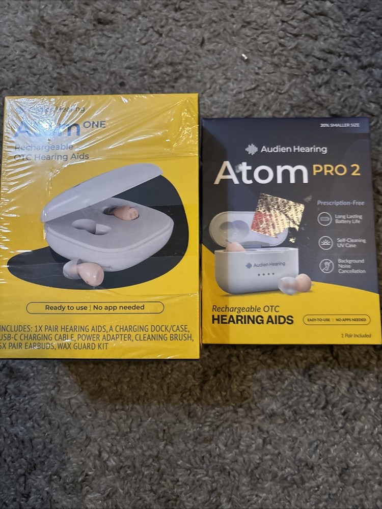 Audien Atom One OTC Hearing Aids Wireless – Rechargeable – Beige