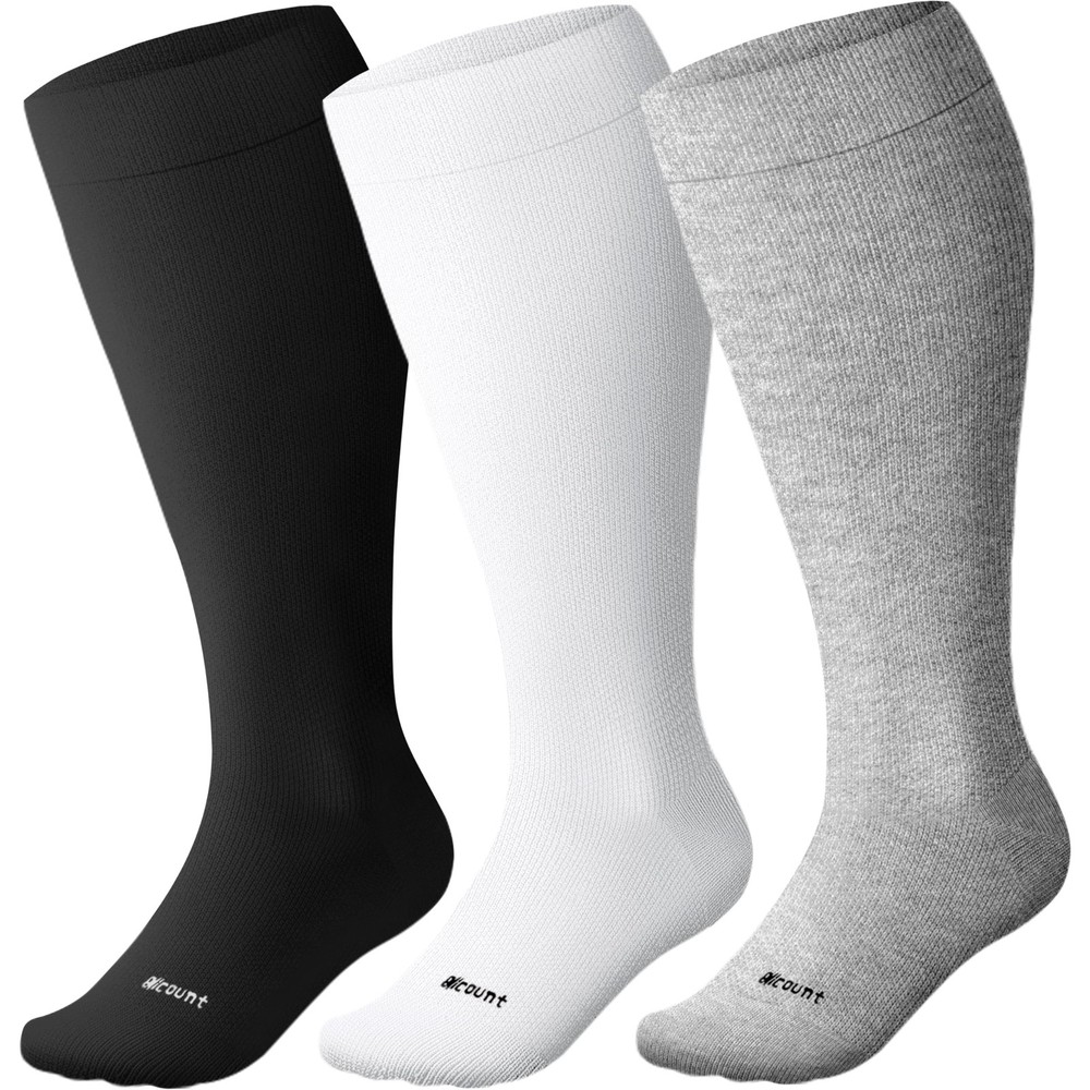 Blicount Cotton Plus Size Compression XX-Large, 3 Pairs-black&white&grey