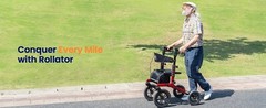 VOCIC Z57 Rollator Walker w/Seat, 12″ Puncture-Proof Tires, 300lb