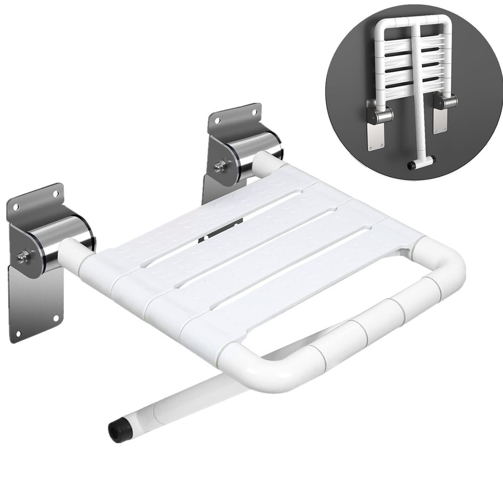 Folding Shower Seat Wall Mounted Shower Bench Load 550Lbs Fold Down Shower Chair