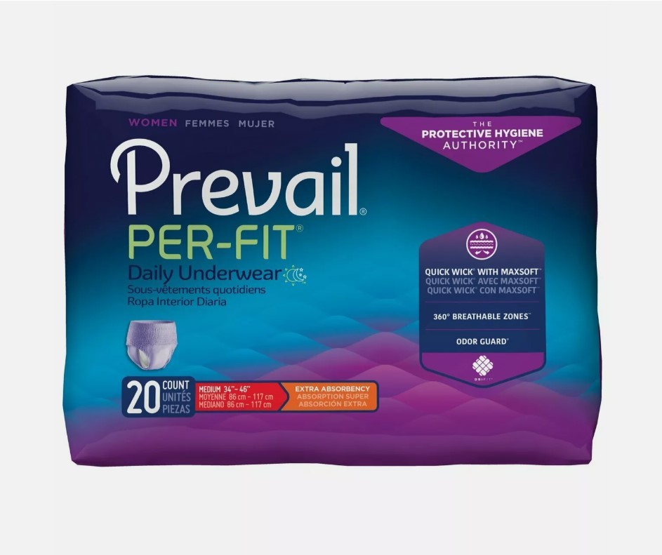 60 Count Prevail Per-Fit Adult Briefs Diapers Medium Extra Absorbency