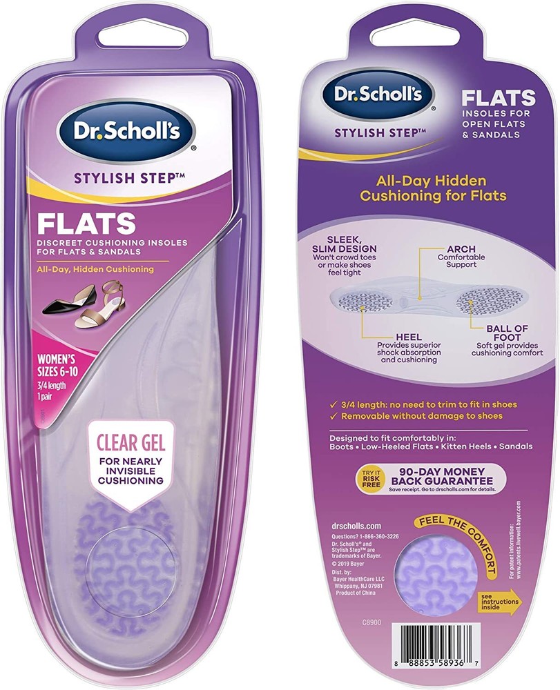 Dr. Scholls Women Insoles FLATS Size 6-10 ( 1 pair ) 3/4 length insole