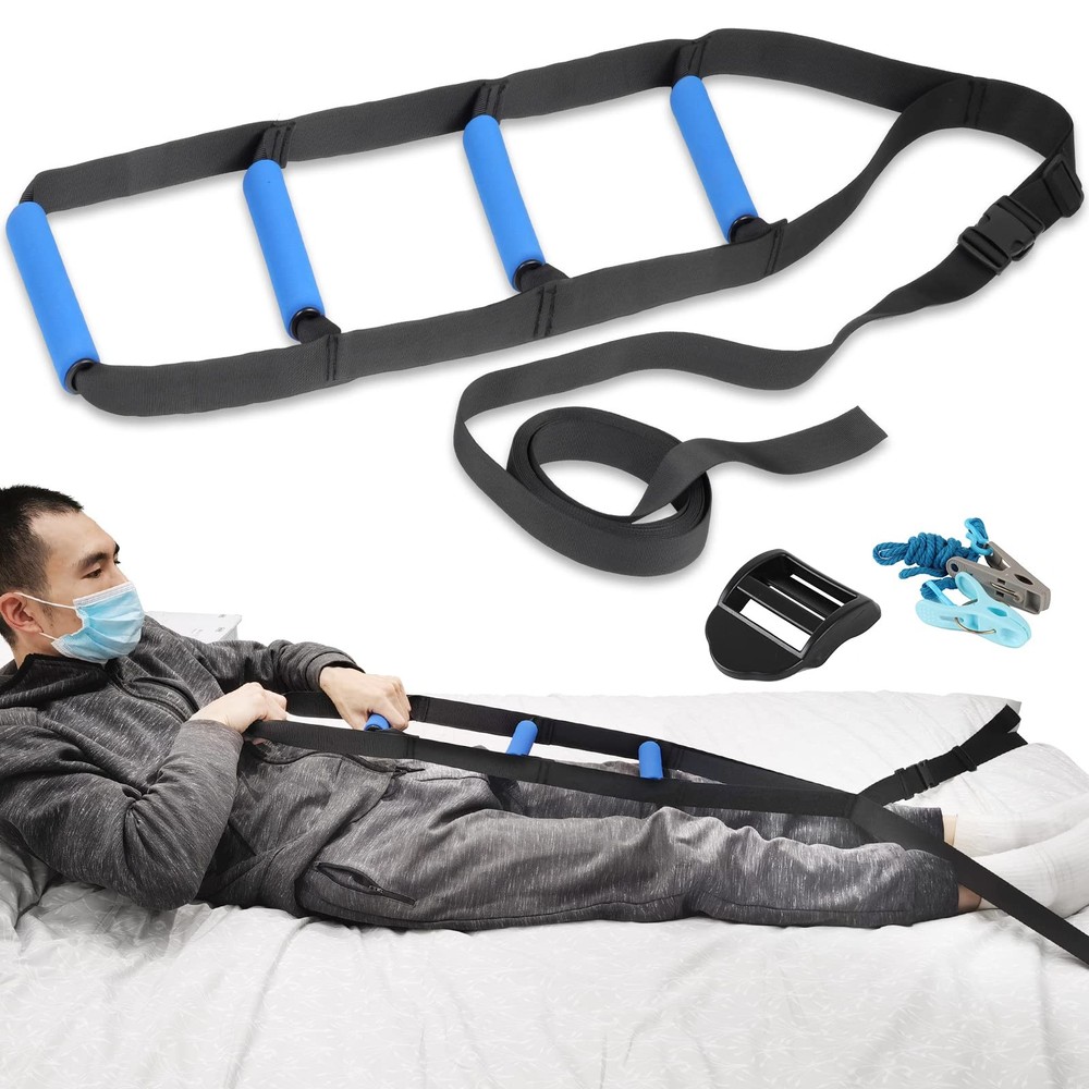 Bed Ladder Assist,Pull up Helper and Sit 4 160 INCHES, Blue, Black