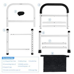 Bed Rails for Elderly Adults Safety,Height with floor-standing legs White