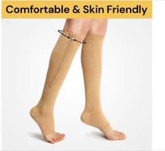S/M-L/XL Zip Up Compression Socks Open Toe Leg Foot Support 20-30mmHg Men&Women