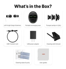 Eargo 8 Self-Fitting OTC CIC Hearing Aids, Rechargeable Charging Case, Black