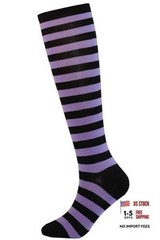 Women’s Comfort Striped Knee High Socks Long Socks One Size Black Purple