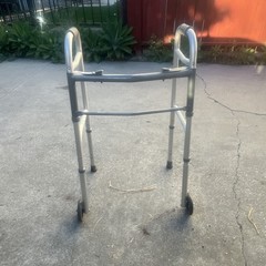 Medline Aluminum Walking Frame Adjustable Height 2-Wheel Silver Gray