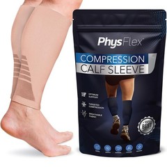 Calf Compression Sleeves for Men and Women – (1 Pair) Footless Small, Beige