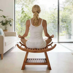 23 Teak Shower Bench Teak Shower Stool Curved Seat Wooden Stool for Bathroom Tea