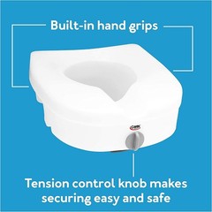 Carex E-Z Lock Raised Toilet Seat, Adds 5 Inches to Toilet Height, Elderly and H