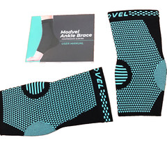 PAIR of Modvel Ankle Compression Sleeves Small Foot Support Brace Sprains & Pain