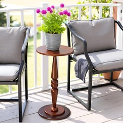 Swallowliving Round Pedestal Side Pine Wood Drink For Small Spaces 25 Tall