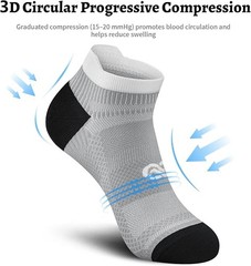 Compression Ankle Socks 6 Pairs Arch Support Athletic Running Socks Men Women
