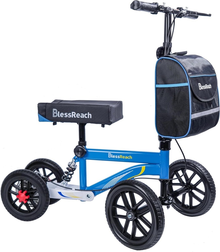 BlessReach All Terrain Foldable & Compact Steerable Knee Scooter Senior 300lb