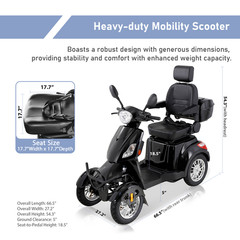 800W Four Wheels All Terrain Travel Electric Mobility Scooter 60V20Ah for Adults