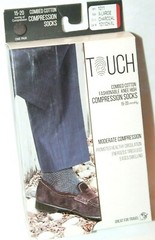 Touch Combed Cotton Fashionable Knee High Charcoal Compression Socks 15-20 mmHG