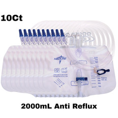 10 Pack Large 2000 ml Urinary Drainage Bag for Adults, Latex-Free & Sterile