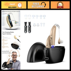 Rechargeable Hearing Aids for Seniors – Noise Cancelling, Behind-The-Ear, 25H Ba