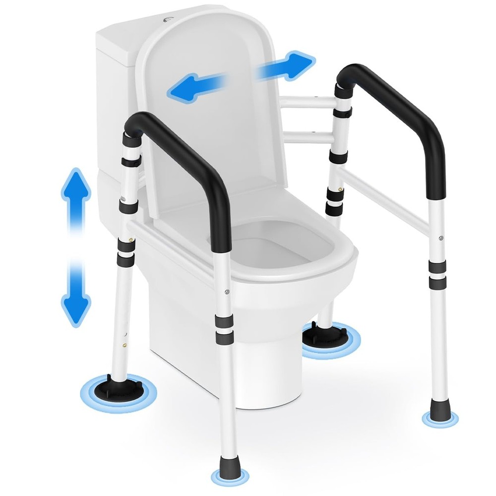 Delog Stand Alone Toilet Safety Rail – Adjustable Width & Height Fit Any Toil…