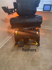 Permobil M3 Power Wheelchair Black/Red Joystick, Headlight, Turn Signals, USB