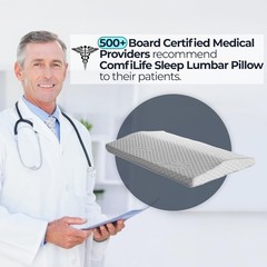 Lumbar Support Pillow for Bed – Medium-Soft Memory Foam, Back & Leg Pain Relief