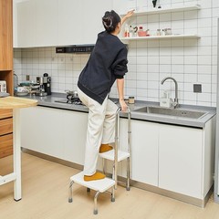 Adjustable 2 Step Stool with Handle Non-Slip Medical Step Platform Heavy