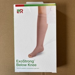 L&R Exostrong 20-30 mmHg Flat Knit Knee High OT Beige Large TALL Silicone Band