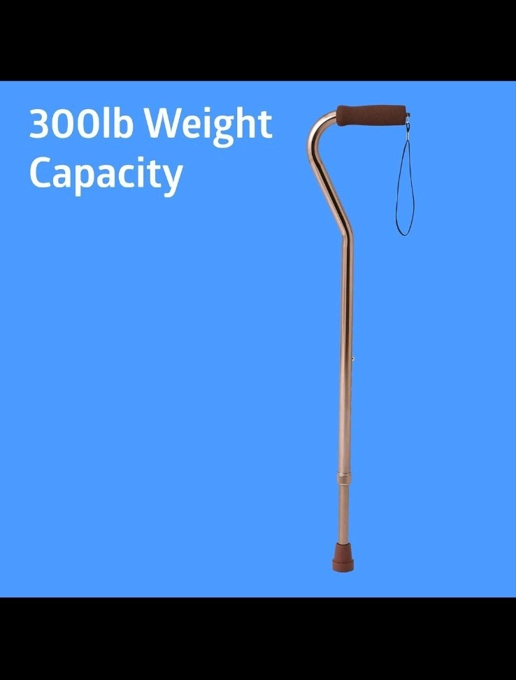 Medline Aluminum-Bronze Walking Cane, Adjusts 29–38” & Supports Up to 300 Lbs.