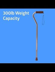 Medline Aluminum-Bronze Walking Cane, Adjusts 29–38” & Supports Up to 300 Lbs.